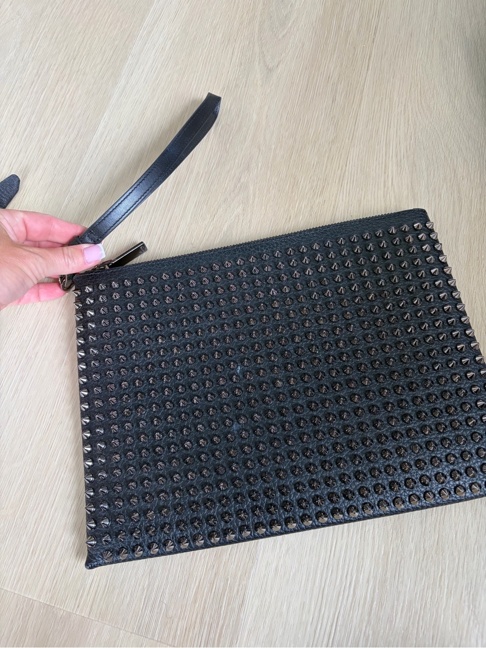 Black Studded Wristlet Pouch